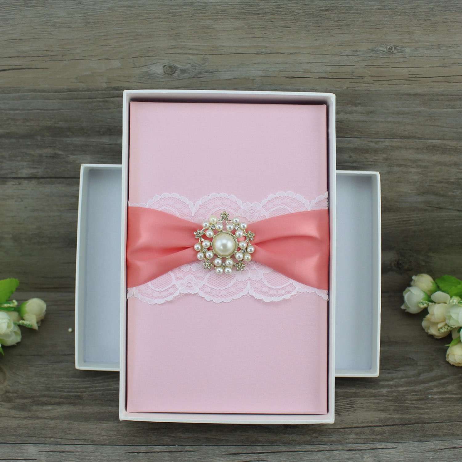Pink Silk Box Invitation Romantic Wedding Invitation Card Personalized Custom